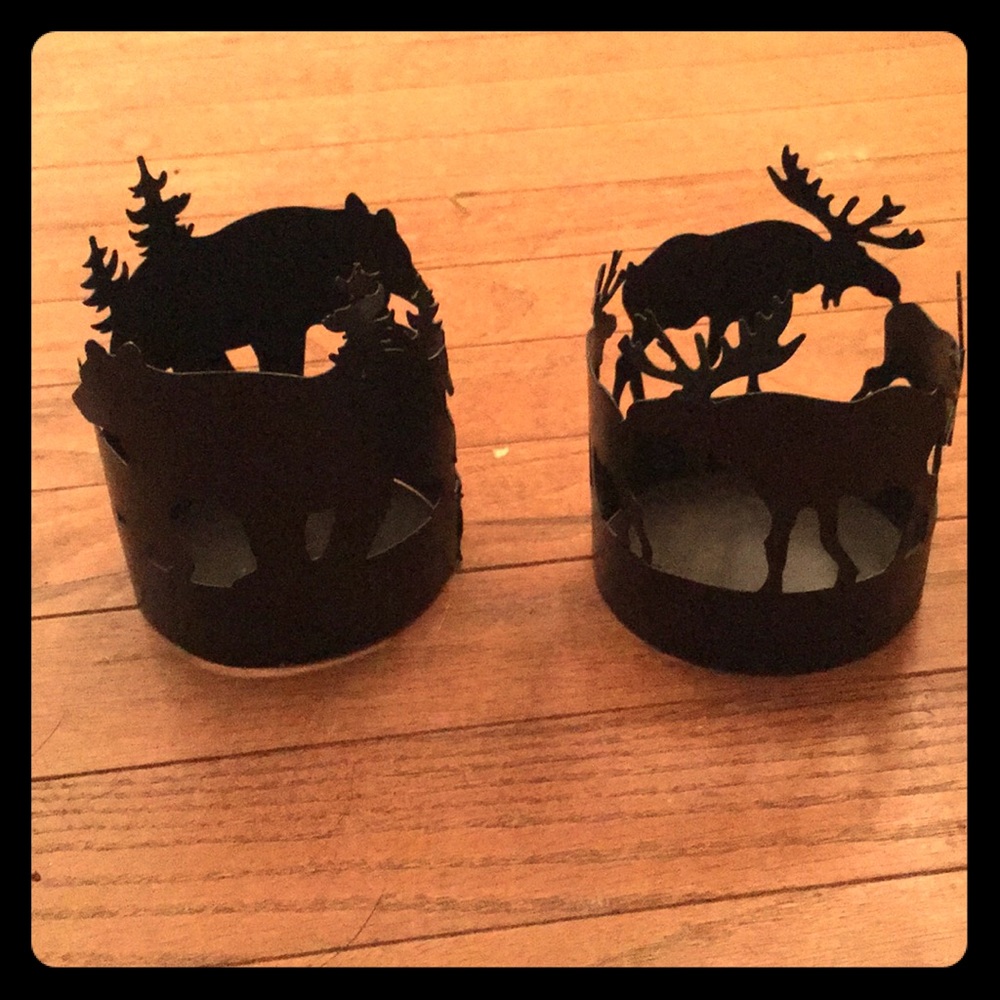 Moose & Bear Candle holder Set